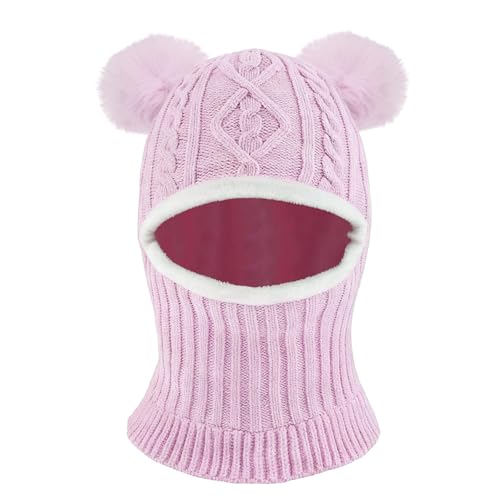 AYPOW Pasamontañas Térmicos de Invierno 1-6 Años Niño Niñas Bebés, Gorro de Punto Multifunción Resistente al Viento Cálido con Forro Polar, Máscara Mascarilla Sombreros Bufanda Calentador de Cuello