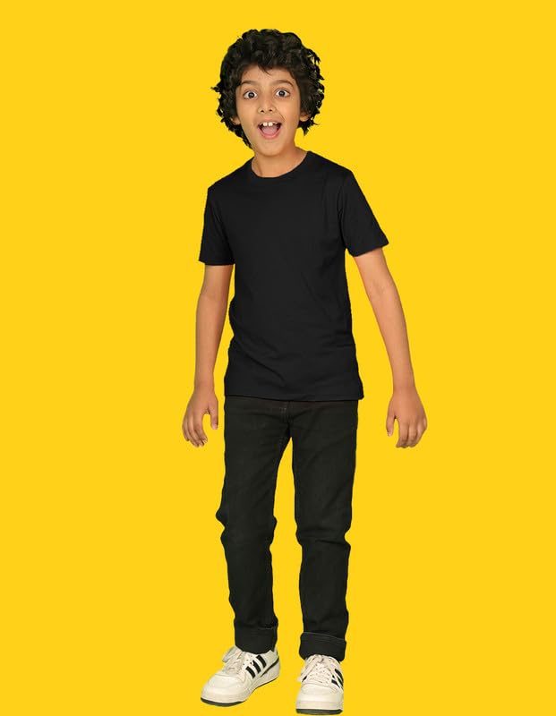 Image of Nusyl Boys Half Sleeves Solid T-Shirt for Kids | Soft Cotton Blend | Comfortable Regular Fit | Casual 2-16 Years | Multiple Colors & Pack Options