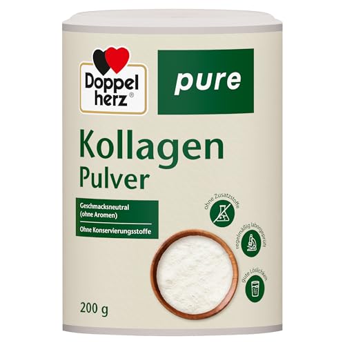 Doppelherz pure Kollagenpulver - geschmacksneutral - leicht löslich - ohne Konservierungsstoffe und Aromen - kontrollierter Rohstoff aus Weidehaltung - 200 g