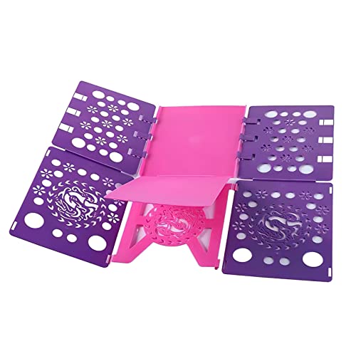 Generic Version 3 T-Shirt Folding Board Durable Flip Fold Clothes Folder Save Time Easy to Fast Plastic Clothes Folding Boards for Adults (Pink Purple)