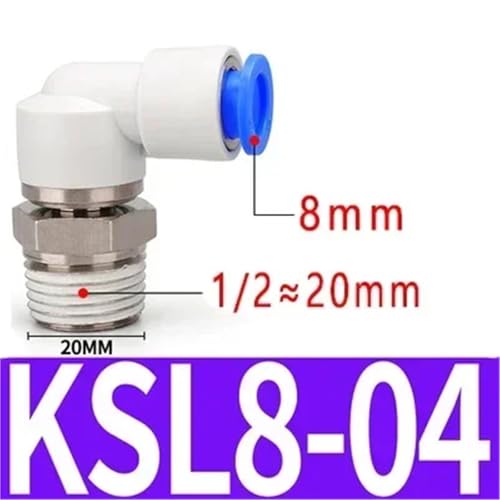 Conector neumático KSL8-04 manguera 8mm junta giratoria rosca 1/2 codo rápido 3