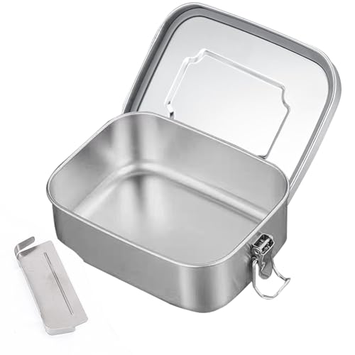 1200ml Porta Pranzo Acciaio Inossidabile, Lunch Box con Partizione Rimovibile, Portapranzo Tenuta Stagna, Scatola Metallo, Contenitore con Scomparti, Bento Box per Bambini, Adulti,Scuola,Picnic,Viaggi