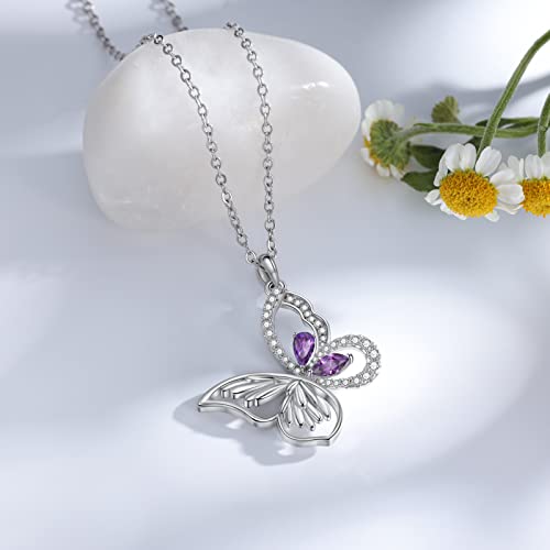 HappyGemDay Sterling Silver Butterfly Necklaces for Women,Silver Chain Dainty Pendant Necklace,Valentines Birthday Christmas Gifts Silver Jewelry for Mom,Wife,Daughter - Image 6
