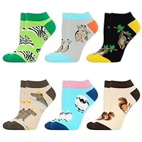 WeciBor Damen Lustige Bunte Sneaker Kurze Socken, 6 Paar Mehrfarbig Tier, Größe 35-38