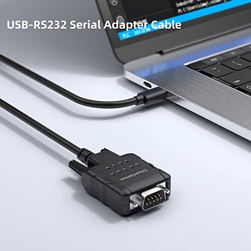 Vista 7 de DriverGenius Convertidor de adaptador industrial USB tipo C a serie RS232 DB9 con 9 x LEDs - Win1110, MacOS