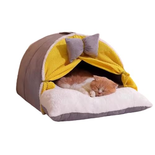 MLTUN MAKAN 猫ベッド 猫ハウス 冬用 ペットベッド 冬 ドーム 暖かい ふわふわ ラウンド型 犬 ベッド ドーム ハウス カーテンつき ペットクッション ペットマット ペットソファ 厚い 長毛 犬ベッド 小型犬ハウス 小動物用 寒さ対策 滑り止