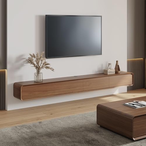 POVISON DONICY Fully-Assembled Minimalist Floating TV Stand, Modern Wall-Mounted Entertainment