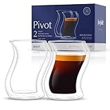 JoyJolt Pivot Espresso Shot Glass – Set of 2 oz Espresso Cups with Unique Design – Double Walled Thermo Espresso Glasses for Home or Professional Bar Use– Set of 2 Thermal Glassware for Morning Coffee