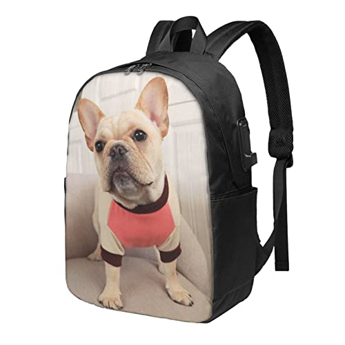 Sac à dos bouledogue français pour ordinateur portable au campus universitaire