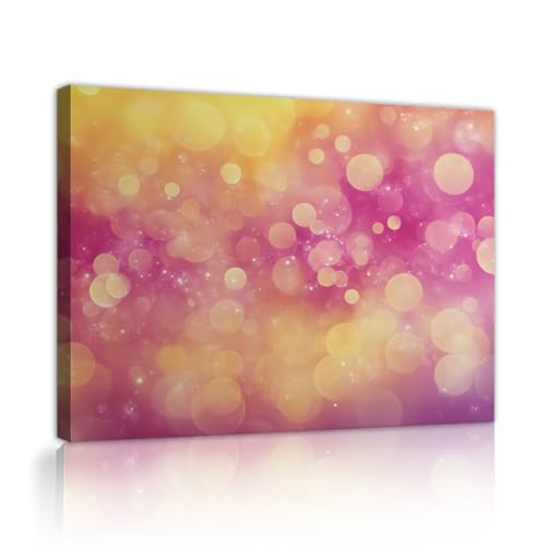 UIRINGART Abstrakte Bokeh-Leinwand Wandkunst Rosa gelbe Kreise Moderne Stil Bilder Kunstwerke Drucke große Poster Malerei für Wohnzimmerdekoration 50x80cm