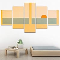 SIGNWIN 5 Panel Canvas Wall Art Geometrical Patterns for Home Decorations Ready to Hang - 60