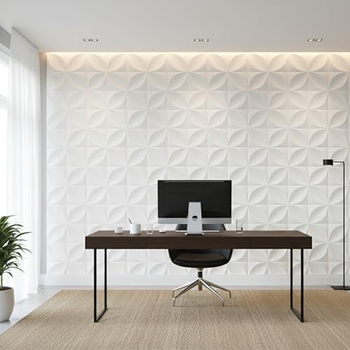 Image of Kayra Decor PVC Panel for Wall Butterfly Design White Color 19.7 inch x 19.7 inch (Pack of 12) - Covers 32.34 Sq. Ft.
