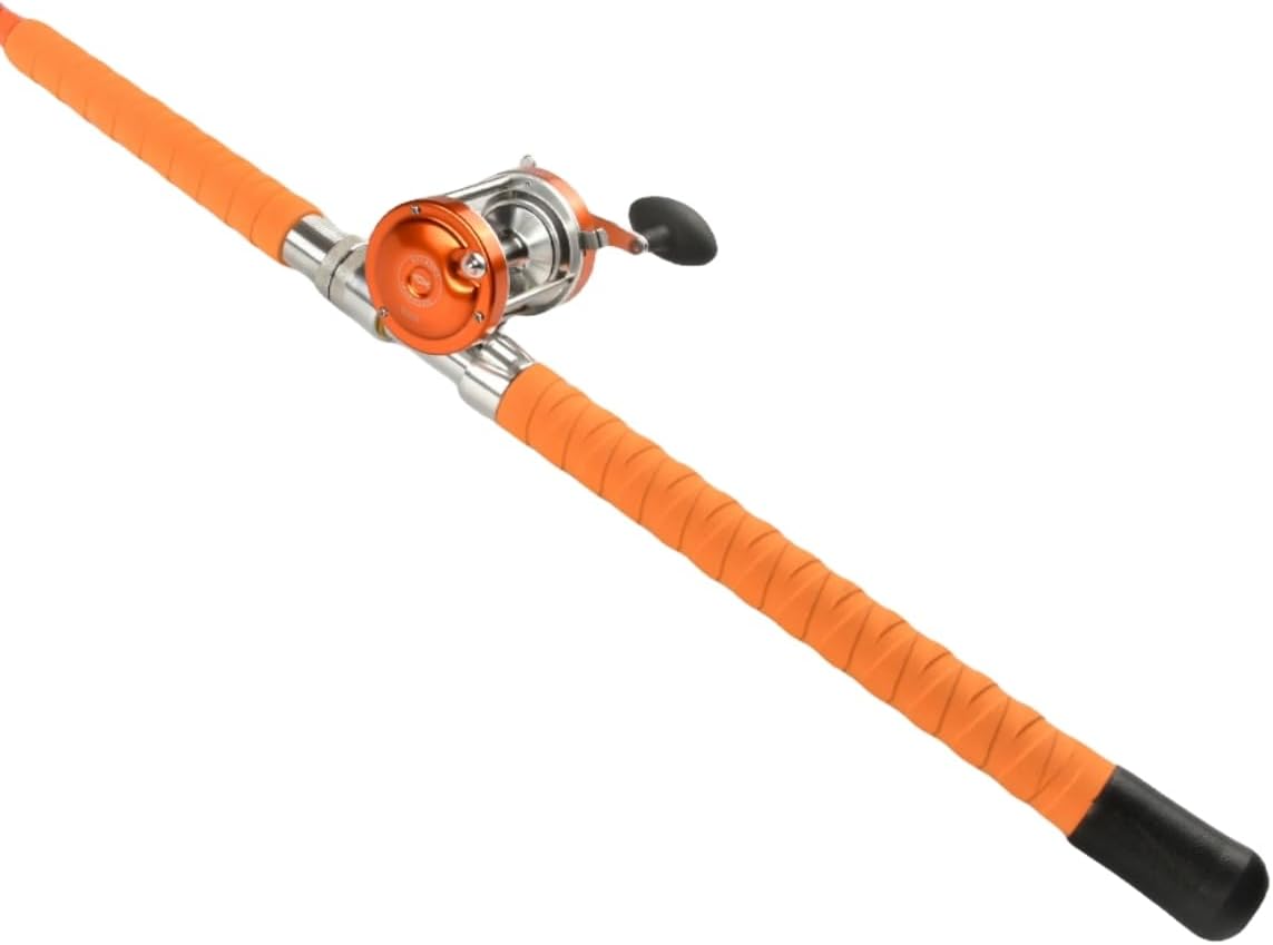 ANCIENT MARINER Catfish Rod and Reel Combo Medium Heavy Challenger Rod and 6000 Reel, Orange