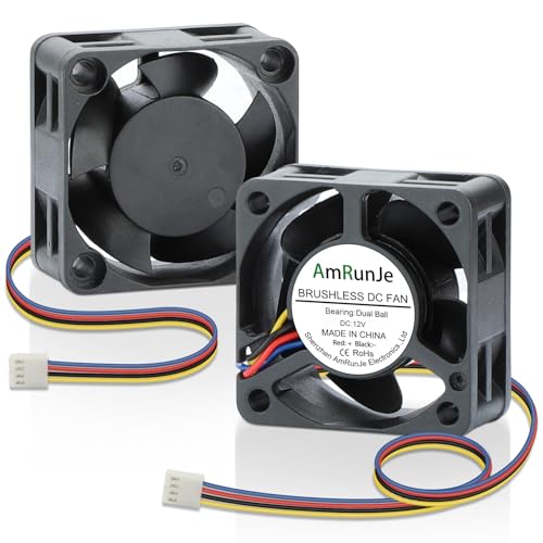 AmRunJe 40mm x20mm PWM 4Pin Computer Fan 12v Brushless Dual Ball Bearing DC Cooling Fan for 3D Printer,Xbox,CPU,1u Server,Net Equipment,2pcs