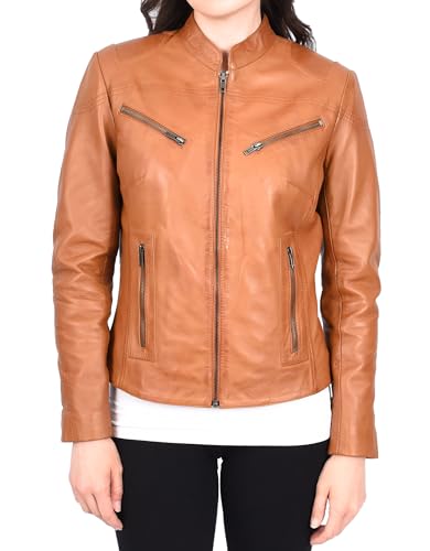 Veste de moto en cuir oiseau premium pour femme coupe cintrée 46