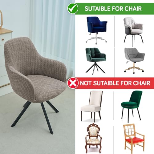 Image of HOKIPO Premium Jacquard Fully Covered Cover for Swivel Dining Chair with Arms, Pack of 4, Taupe Brown (AR-5356-KHK*4)