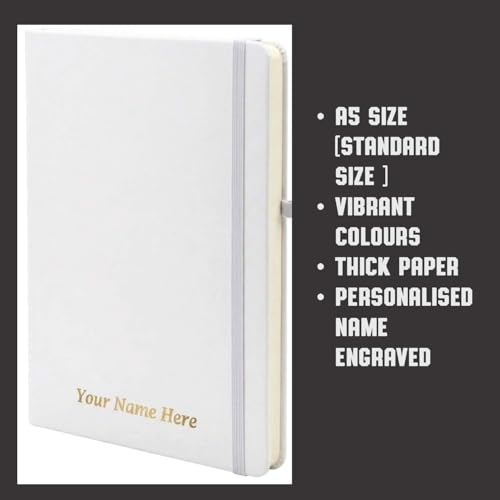 Image of Personalized Diary, Metal Pen & Keychain Set | Size A5-192 Page Writing Journal | Engraved Gift Set for Office, Corporate Events, Diwali, Christmas & Special Occasions | Bestsellers | Perfect For Corporate Gifting (White)