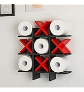 Weysat Tic Tac Toe Toilet Paper Holder Stand Bathroom Wall Decor Rustic Wooden Hanging Storage Fr...