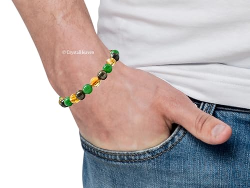 Image of Money Magnet Bracelet Original Certified Pyrite Bracelet with Green Aventurine, Citrine - Elegant Bracelet for Man, Women and Men - Healing Crystals Bracelet with Money Crystal Stones