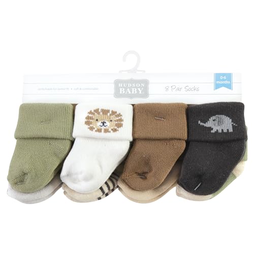 Image of Hudson Baby Baby 8-pack Cotton Rich Newborn and Terry Socks