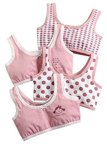 Betusline Girls' Cute Training Bras, 4 Pack, 6-12 Years