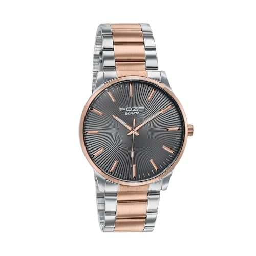 Image of Sonata Poze 8 Quartz Analog with Grey Dial IP Rose Gold Stainless Steel Strap Watch for Men - SP70053KM02W