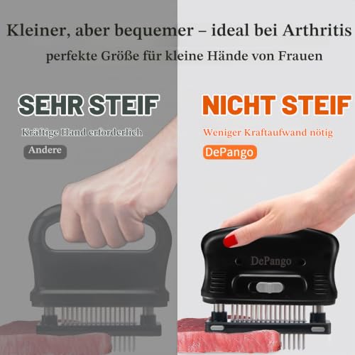 DePango Fleischzartmacher, Steaker Fleischzartmacher Edelstahl mit robustem Edelstahl 48 Klingen für Fleisch, Steak, Hähnchen… – Ansicht 3
