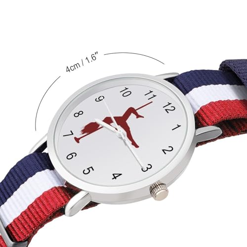 Pole Dancing Girl Lightweight Wrist Watch Adjustable Nylon Band Outdoor Sport Work Wrist Watch Easy to Read Time2