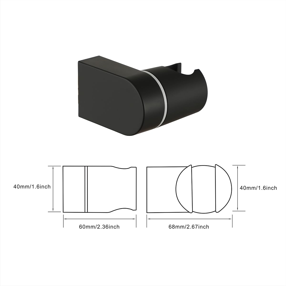 Muxios On Wall Mount Shower Bracket for Handheld Shower Head Height Adjustable Holder Bracket Large Angle Adjustable to Meet Any Space Bathroom Matte Black - Image 2