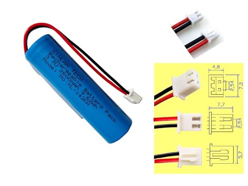 3,7 V 2600 mAh 18650 1s1p Wiederaufladbar Lithium Ionen Akku mit Jst XH2.54/2P Anschluss Stecker Kabel für DIY-Elektronik, Spielzeug, Beleuchtung und Bluetooth-Geräte