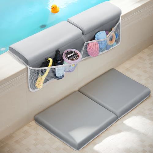 Image of ChooKaChoo Bath Kneeler and Elbow Rest Pad Set, Ultra Thick Kneeling Pad and Elbow Support for Kneel & Arm Support, Quick Dry Material Bathtub Kneeling Mat with Toy Organizer, Gray