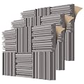 TroyStudio Self-adhesive Acoustic Foam Panels, 12 X 12 X 2 Inches 18 Pcs Broadband Sound Absorbing Foam, Dense Soundproof Padding Tile, Recording Studio Foam Absorber, Groove Decorative Wall Panel