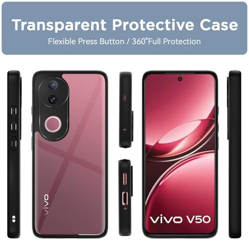 Image of KAPAVER Hybrid Series Back Cover Case Compatible with IQOO Z10R / Vivo V50 (PC+TPU) (Black)
