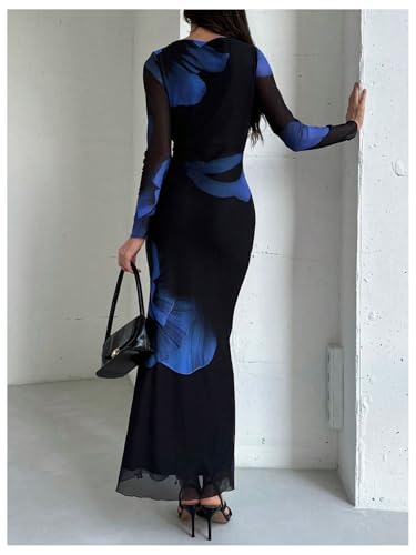 Image of Milumia Women's Spring Wedding Guest Dress Floral Long Sleeve Maxi Dresses Cocktail Party