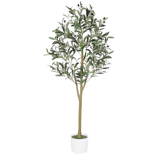 FEELEAD フェイクオリーブの木 【高さ122cm】人工観葉植物 フェイクグリーン 光触媒 消臭 インテリアグリーン おしゃれ 玄関 リビング オフィス 室内用 観葉樹 造花 飾り 本物そっくり 水やり不要 プレゼントにも最適