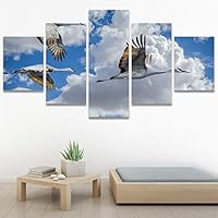 SIGNWIN 5 Panel Canvas Wall Art Birds Closeup Multicolor Photography Realism Relax/Calm Romantics for Home Decorations Ready to Hang - 60