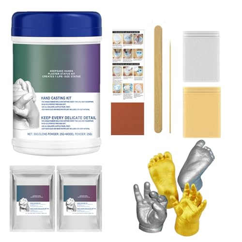 Kit de fundición a mano para parejas, polvo de moldeo de alginato, kit de molde de mano de recuerdo creativo, kit de moldeo de estatua de yeso seguro para parejas, adultos, niños, bodas, amigos