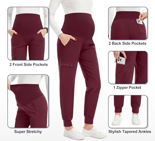 Image of PACBREEZE Women's Maternity Scrubs with 6 Pockets, Workwear Maternity Jogger Scrubs Pregnancy Pants, S-XXL