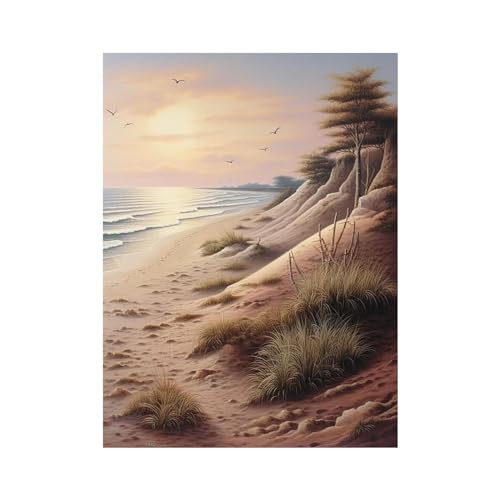 Tableau decoration murale plage pour salon cosy avec paysage de mer beige