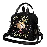 Rcekvoh Just A Girl Who Loves Sloth Insulated Lunch Bag Women Girls Waterproof Lunch Box Freezable L