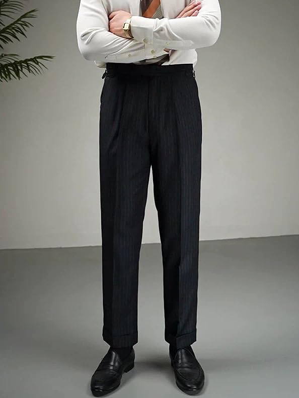 Men's Slim Striped Casual Pant Pinstripe Suit Pant Lightweight Business Dress Trousers for Work3