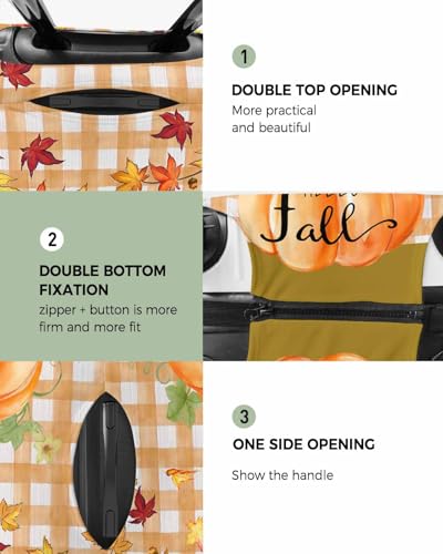 Travel Luggage Cover Medium Suitcase Cover Fit for 22-25 Inch Luggage Thanksgiving Fall Luggage Protector Suitcase Cover Autumn Pumpkin Gnome Maple Leaf Yellow Luggage Cover Protector for Suitcase2