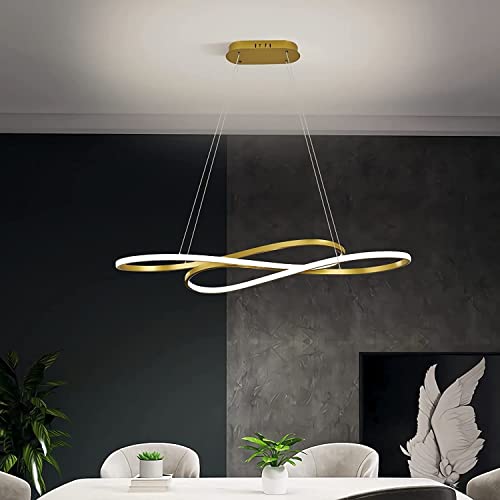 Huilefu LED Pendelleuchte Esstisch Gold Modern Hängeleuchte Dimmbar...