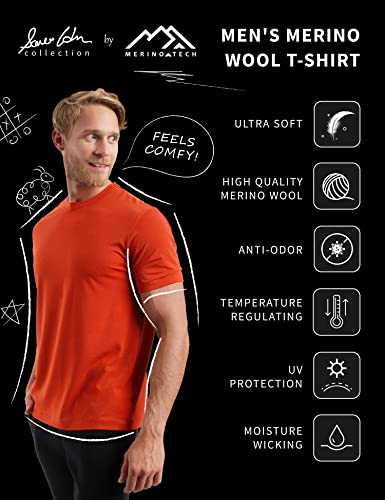 Merino.tech 100% Organic Merino Wool Lightweight Men's Base Layer Thermal T-Shirt (Jet Black, Medium) #TOP2