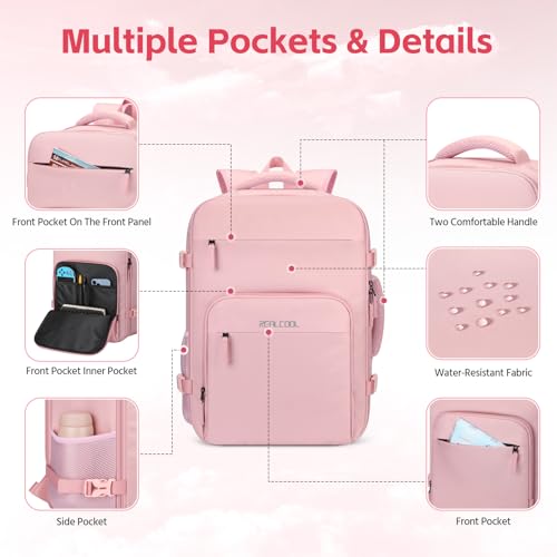 Image of RealCool 17.3 inch Laptop Travel Backpack, TSA Flight Approved Carry On Daypack | 180 Full-Open, Waterproof Wet Pocket, Compression Straps, Ergonomic Back Support, Luggage Belt, For Gym, School, Business