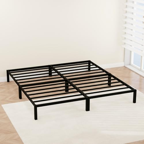 Lista de Base para Colchon King Size Top 5. 45 Base Cama King Size 190×200×25cm, Diseño Sin Tornillos, Base de Cama de Metal Resistentes y Duradero Marco de Cama Espacio de Almacenamiento Debajo, No Necesita Somier, Montaje...