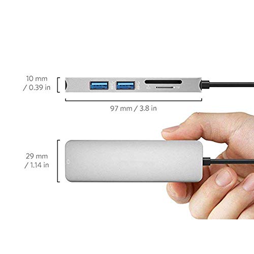 Image of USB HUB 5 in 1 USB C Hub Multiport Adapter, Type C to HDMI 4K 30Hz /USB3.0 /TF /SD Card Reader, Type C Converter Compatible with Mate10 /P20, S8 /S9 /Note9, iOS Devices (USB C TO 5 IN 1 WITH HDMI HUB)