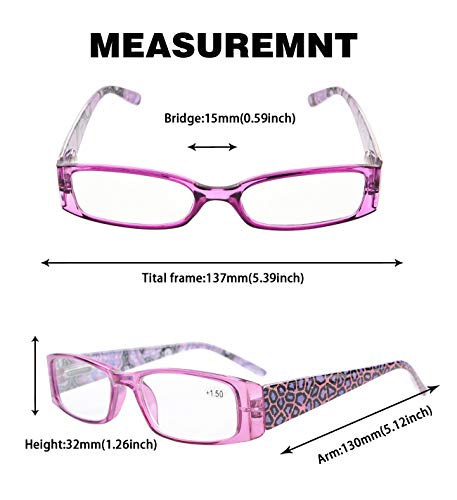 Image of Reading Glasses 5 Pairs Tiger Patterned Arms Readers for Women