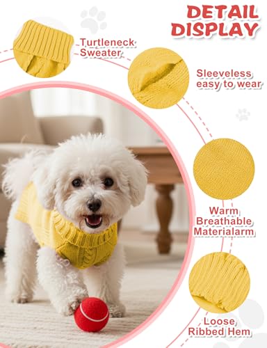 Image of Dog Sweaters for Small Medium Large Dogs Cats, Soft Warm Turtleneck Pullover Solid Cable Knit Fleece Stretch Pet Clothes,Classic Fuzzy Coat for Puppy Girl Boys for Fall Winter Cold Weather