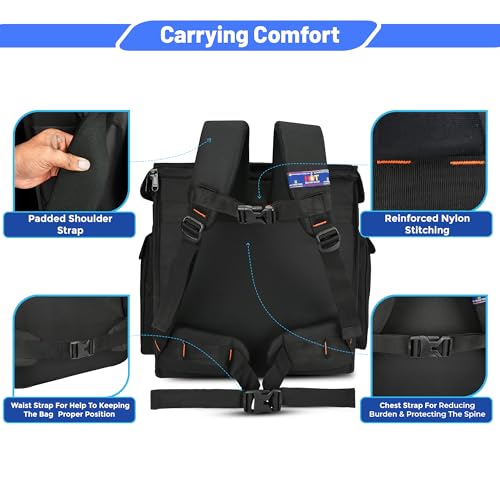 Image of Foldable Insulated Food Delivery Backpack - Keeps Meals Hot for Up to 2 Hours - Crossbody Multi-Meal Carrier for Couriers & Restaurants - Black